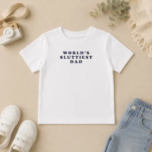 Pretty Worlds Sluttiest Dad Slogan Kids T-Shirt