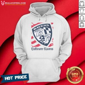 Premium Baltimore Ravens American Heritage Wordmark hoodie optimized for showcasing the garment's unique design.