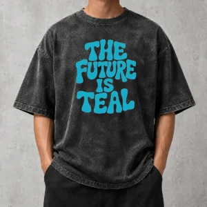 Top The Future Is Teal Washed T-Shirt