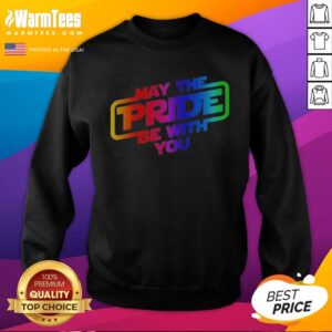Funny Star Wars May The Pride Be With You LGBTQ Pride Rainbow Graphic sweatshirt featuring a vibrant rainbow design.