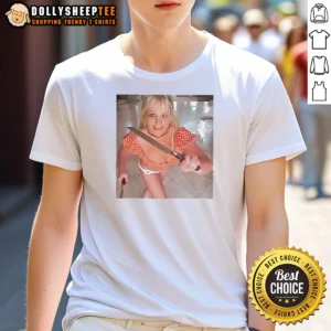 Nice Britney Spears Butcher Baby Knife Dance Shirt featuring a graphic print on a comfortable short-sleeve cotton tee