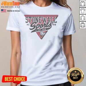 Top Stonewall Sports KC MO Est 2019 Badminton Logo ladies tee in a vibrant color, perfect for badminton enthusiasts.