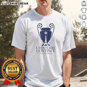 Pretty Paris Saint Germain L'Histoire Continue League UCL 2026 Trophy Shirt displayed on a clean background