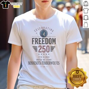 Top Minnesota Timberwolves X Celebrating Freedom 250 United We Stand 1776 2026 Shirt displayed on a neutral background
