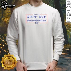 Official Kwik Way Making Chicken Great Since 1972 Five Stars Logo Sweatshirt in charcoal gray with front logo print