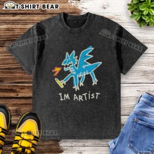 Unique 'Nice I'm an Artist' dragon washed t-shirt design featuring vibrant colors and artistic flair, perfect for creatives.