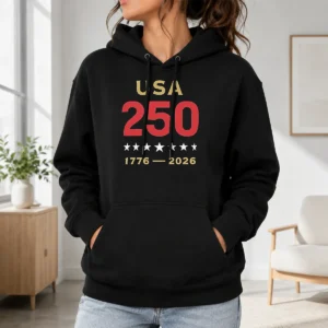 Official USA 250 1776 2026 Patriotic American Independence Anniversary Hoodie