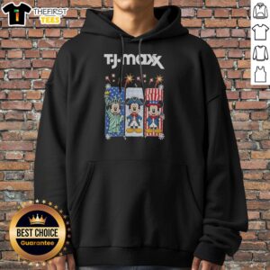 Awesome TJ Maxx Mickey Mouse Disney USA Patriotic Celebration Hoodie showing front view with red, white, and blue colors