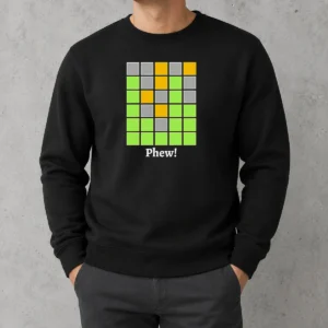 Hot Awesome Minesweeper Phew Grid Sweater in dark color showing front graphic design and ribbed cuffs