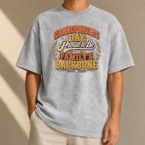 Good Nice Grandparents Day Proud Family Backbone Vintage Washed T-Shirt