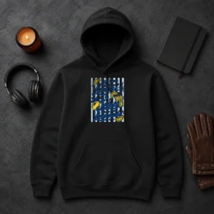 Hot Nice Life Gave Me Lemons Jesus Makes Lemonade Black Hoodie front view with bold white and yellow text design