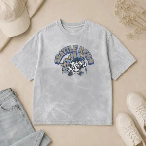 Premium Kid'S Seattle Reign Soccer Player Blue Washed T Shirt displayed flat on a white background