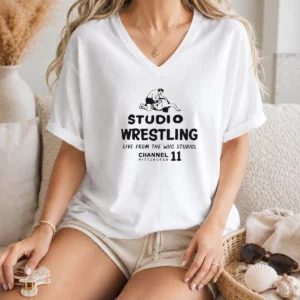 Nice Studio Wrestling Live From The WIIC Studios Channel 11 Pittsburgh V-Neck Shirt