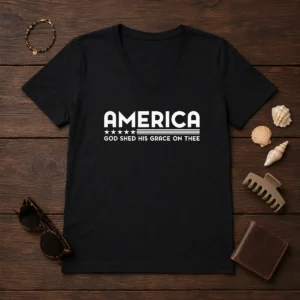 Funny God Shed His Grace On Thee V-Neck Shirt