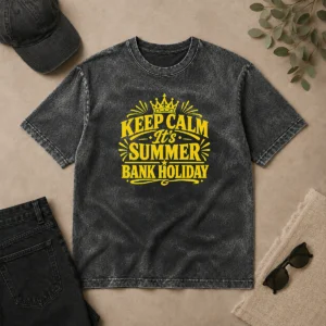 Nice Original Summer Bank Holiday Keep Calm Line Art Washed T-Shirt