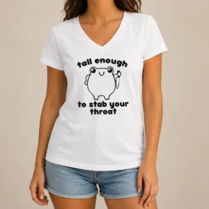 Official Tall Enough To Stab Your Throat Frog V-Neck Shirt