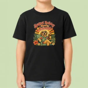 Awesome August Holiday Vintage Dog Chillout Kids T-Shirt