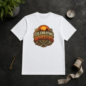 Premium Celebrating Workers Labour Day Western Vintage t shirt in classic crew neck style with vintage graphic print