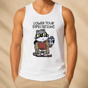Nice Lower Your Expectations Raccoon Cartoon Tank Top