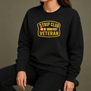 Awesome Hot Strip Club Veteran Logo Sweater in dark gray with front graphic print