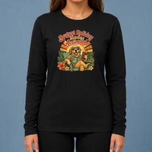 Awesome August Holiday Vintage Dog Chillout Long Sleeve Shirt