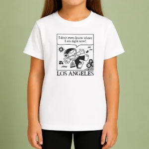 Awesome Los Angeles Cartoon Kid Floating Headphones I Don'T Even Know Where I Am Kids T-Shirt