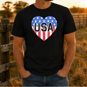 Pretty USA Heart Flag Emblem Patriotic