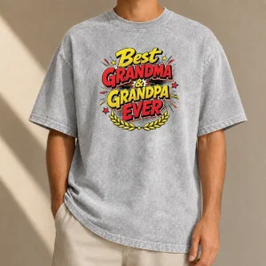 Perfect Pretty Grandparents Day Best Grandma Grandpa Ever Pop Art Washed T-Shirt