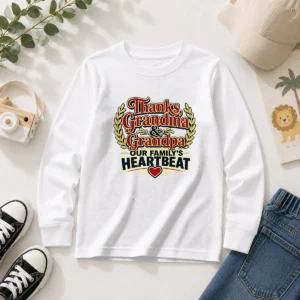 Pretty Grandparents Day Typography Thanks For Family Gratitud Long Sleeve Shirt