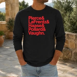 Official Pierce And Lafrentz And Haase And Pollard And Vaughn Kansas Jayhawks Basketball Roster Long Sleeve Shirt