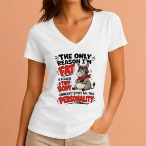 Nice Pretty Donkey The Only Reason I'M Fat Is Because A Tiny Body Couldn'T All This Personality V-Neck Shirt