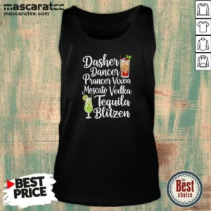 Official Drinks Cocktail Glass Dasher Dancer Prancer Vixen Moscato Vodka Tequila Blitzen Tank Top