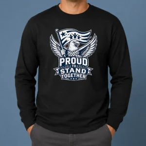 Funny Proud To Stand Together Eagle Line Art Long Sleeve Shirt