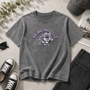 Hot Kid'S Racing Louisville Soccer Player Grey Washed T-Shirt