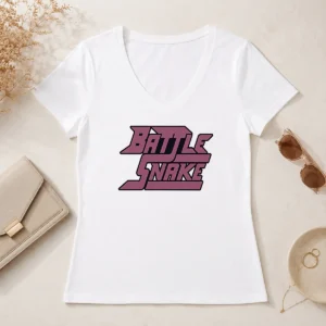 Hot Top Battle Snake Logo Text V-Neck Shirt
