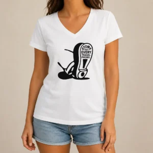 Good Stomp Out Every Transphobe Boot Social Justice Activism Equality Protest V Neck Shirt in black with bold text design