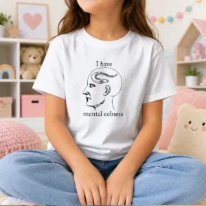 Official I Have Mental Eelness Eel Funny Pun Humor kids t shirt in bright blue featuring a playful eel graphic and humorous text