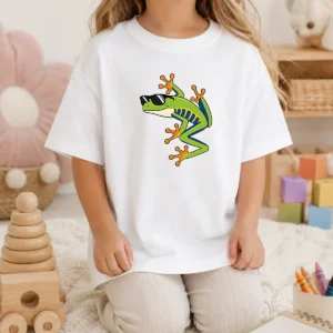 Good Cool Fun Cartoon Frog Sunglasses Summer Beach Kids T-Shirt
