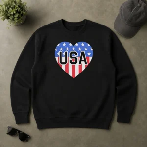 Funny USA Heart Flag Emblem Patriotic Sweater