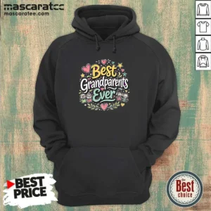 Official Best Grandparents Ever For Grandparents Doodle Typograp Hoodie in cozy fleece fabric with front pocket and drawstring hood