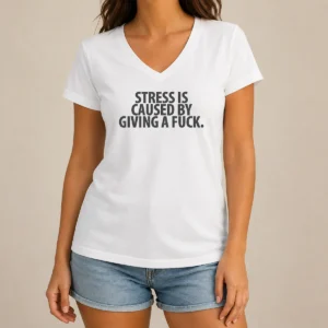 Awesome Hot Stress Is Caused By Giving A Fuck V-Neck Shirt