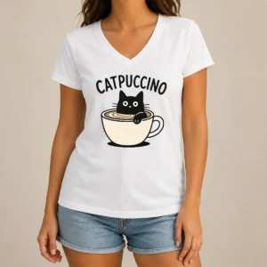 Official Pretty Catpuccino V-Neck Shirt