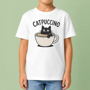 Pretty Catpuccino Black Cat In A Coffee Cup Cappuccino Kids T-Shirt