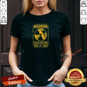Funny Omega Class Kaiju Hazard Warning Geek V-Neck Shirt