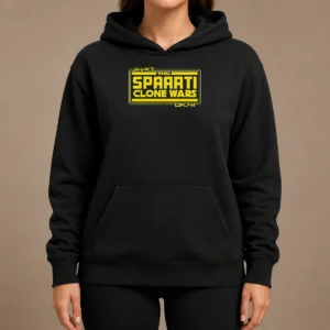 Original The Spaarti Clone Wars Sci Fi Hoodie featuring a comfortable pullover design with front pocket and adjustable hood