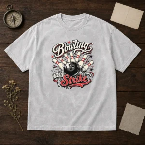 Original Bowling For Strike Tattoo Washed T Shirt featuring a vintage washed cotton fabric with a bold tattoo-inspired graphic