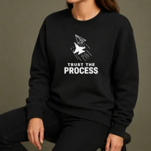 Pretty Official Trust The Process Fighter Jet Paper Airplane Sweater