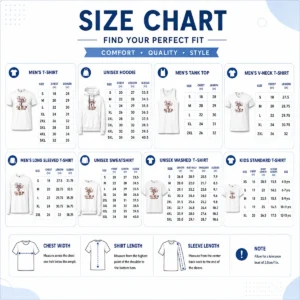 Size chart for Awesome Nice Treehouse Office I'Ll Be In My Office with measurements in inches and cm