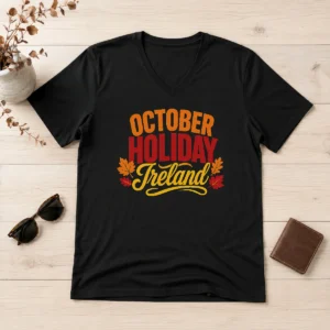 Premium October Holiday Ireland Cozy Fall Typography Vector V-Neck Shirt