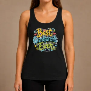 Pretty Best Grandparents Ever Doodle Typography Tank Top